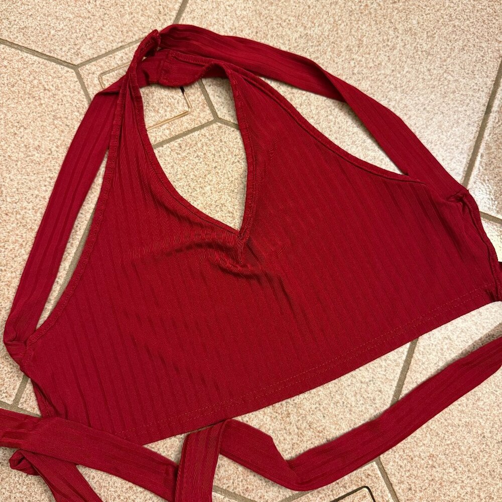 Shein Red V-Neck Crop Top